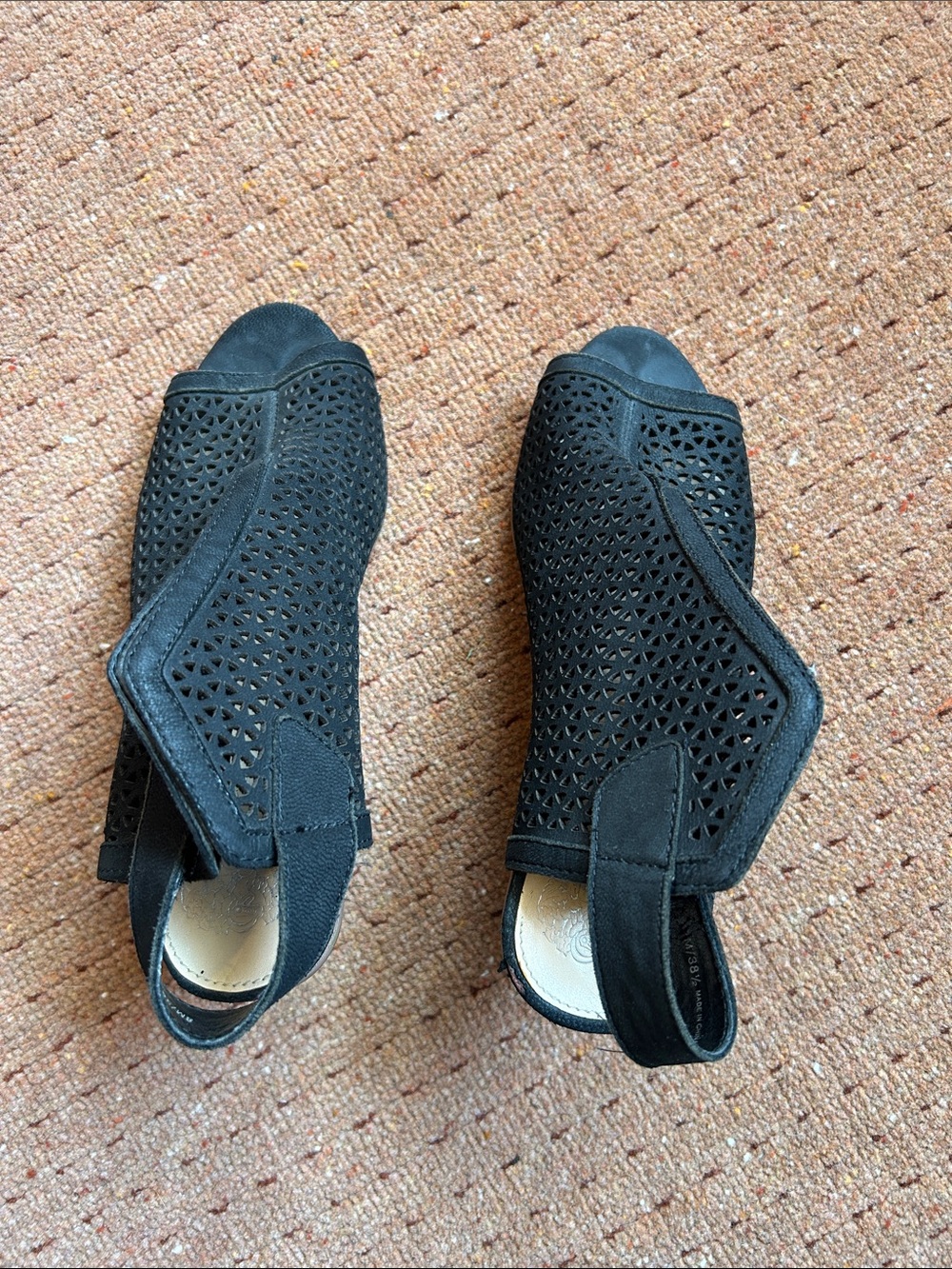Vince Camuto Black Perforated Slingback Mules